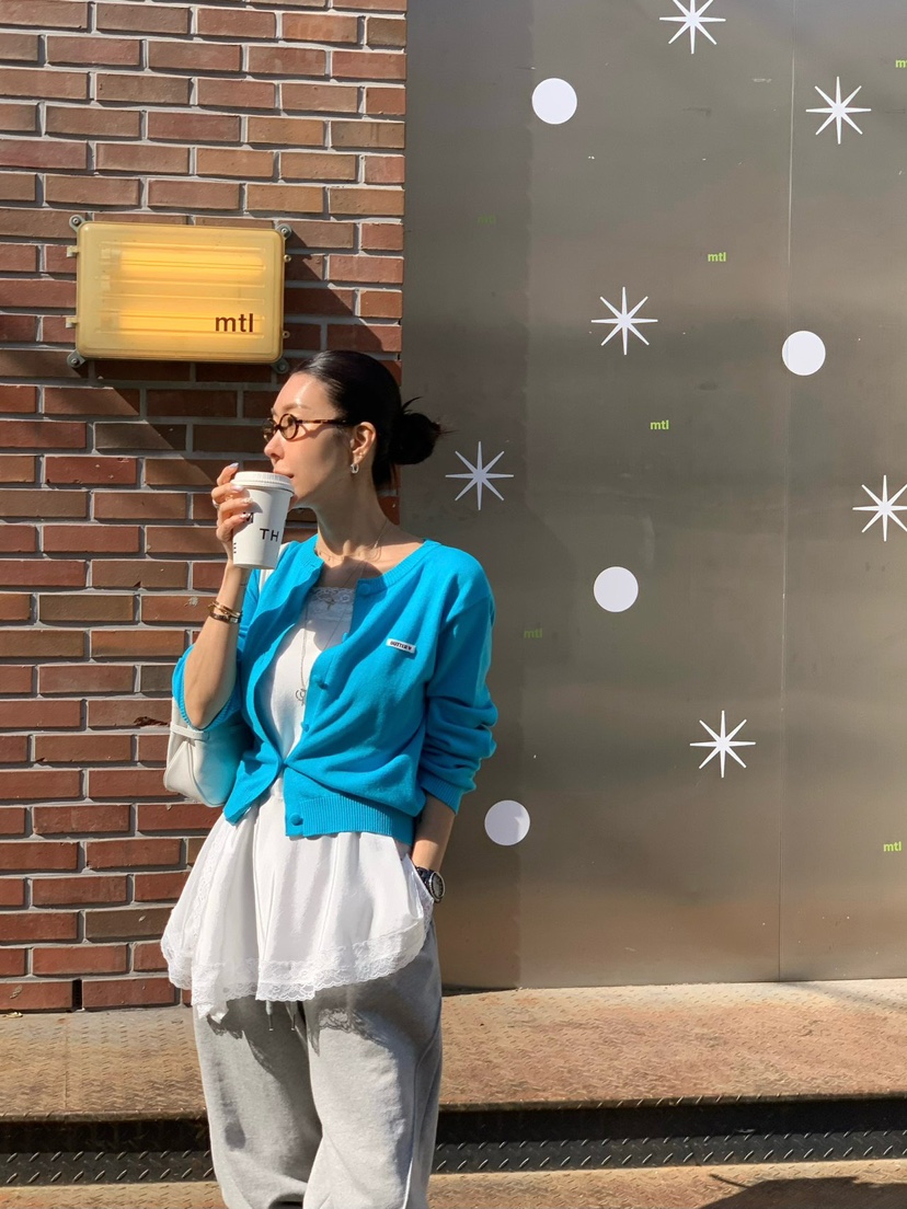 REVE CITE-L韓國東大門直郵女裝新品人氣針織衫奶油色開衫REVE CITE-L針織衫