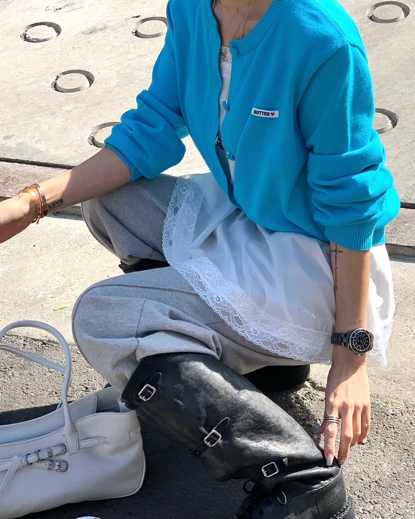 REVE CITE-L韓國東大門直郵女裝新品人氣針織衫奶油色開衫REVE CITE-L針織衫