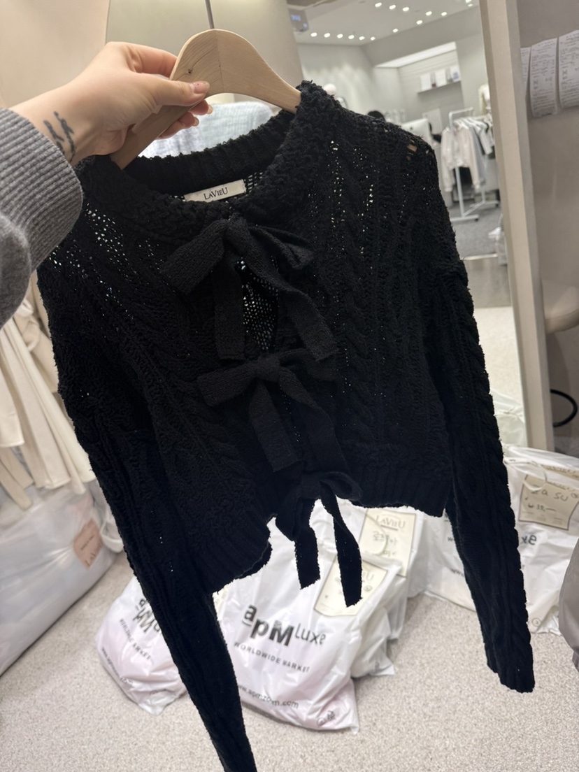 LAVIEU韓國東大門直郵女裝新款熱賣職業針織衫麻花針織短款LAVIEU針織衫圖色2