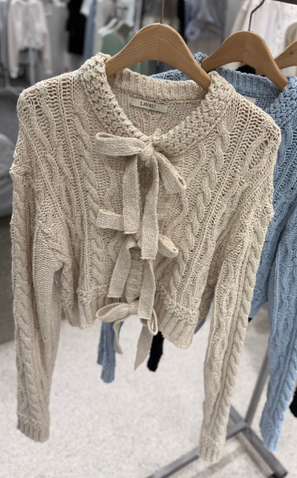 LAVIEU韓國東大門直郵女裝新款熱賣職業針織衫麻花針織短款LAVIEU針織衫圖色3