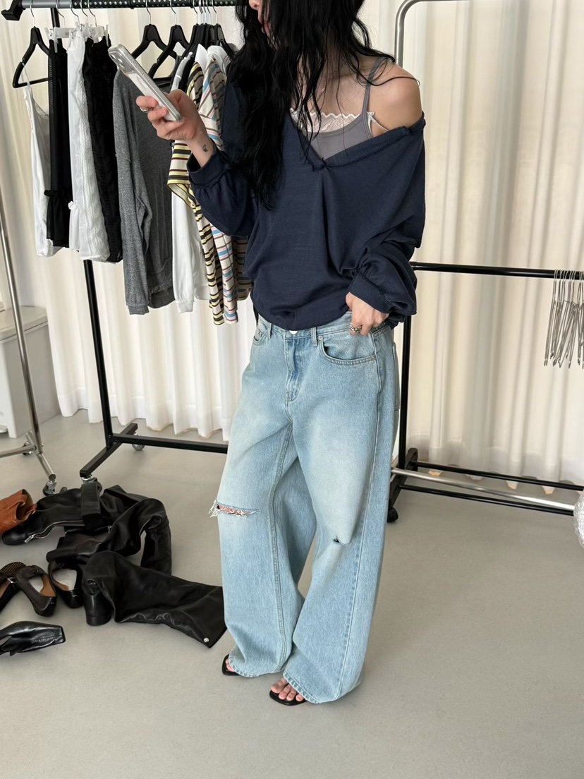 MINIMUZE韓國東大門代購女裝新品推薦時尚熱賣休閑牛仔褲MINIMUZE牛仔褲