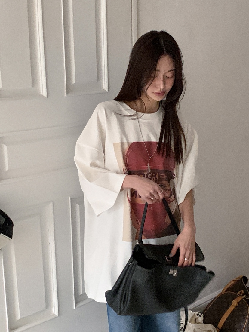 OURWAVE/OUR ROOM韓國直郵實拍女裝新款26春夏熱賣T恤雙面Our Wave/Our RoomT恤