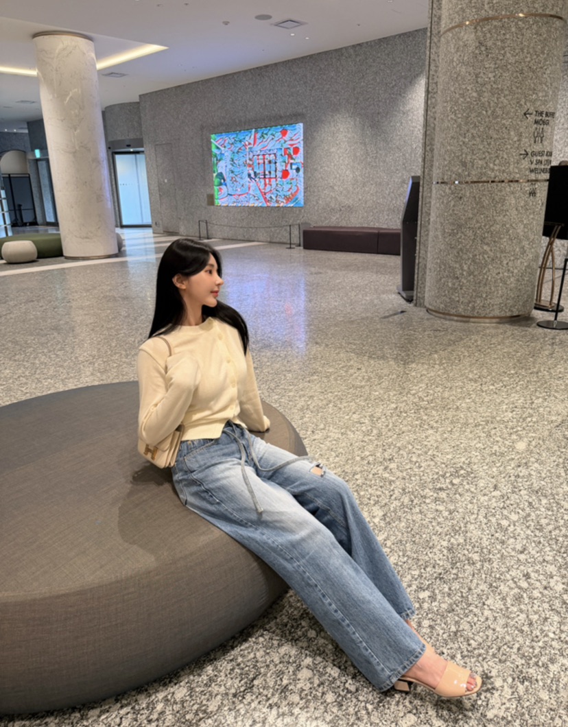 LAVIEU韓國東大門代購女士新品熱賣推薦職業牛仔褲含腰繩LAVIEU牛仔褲