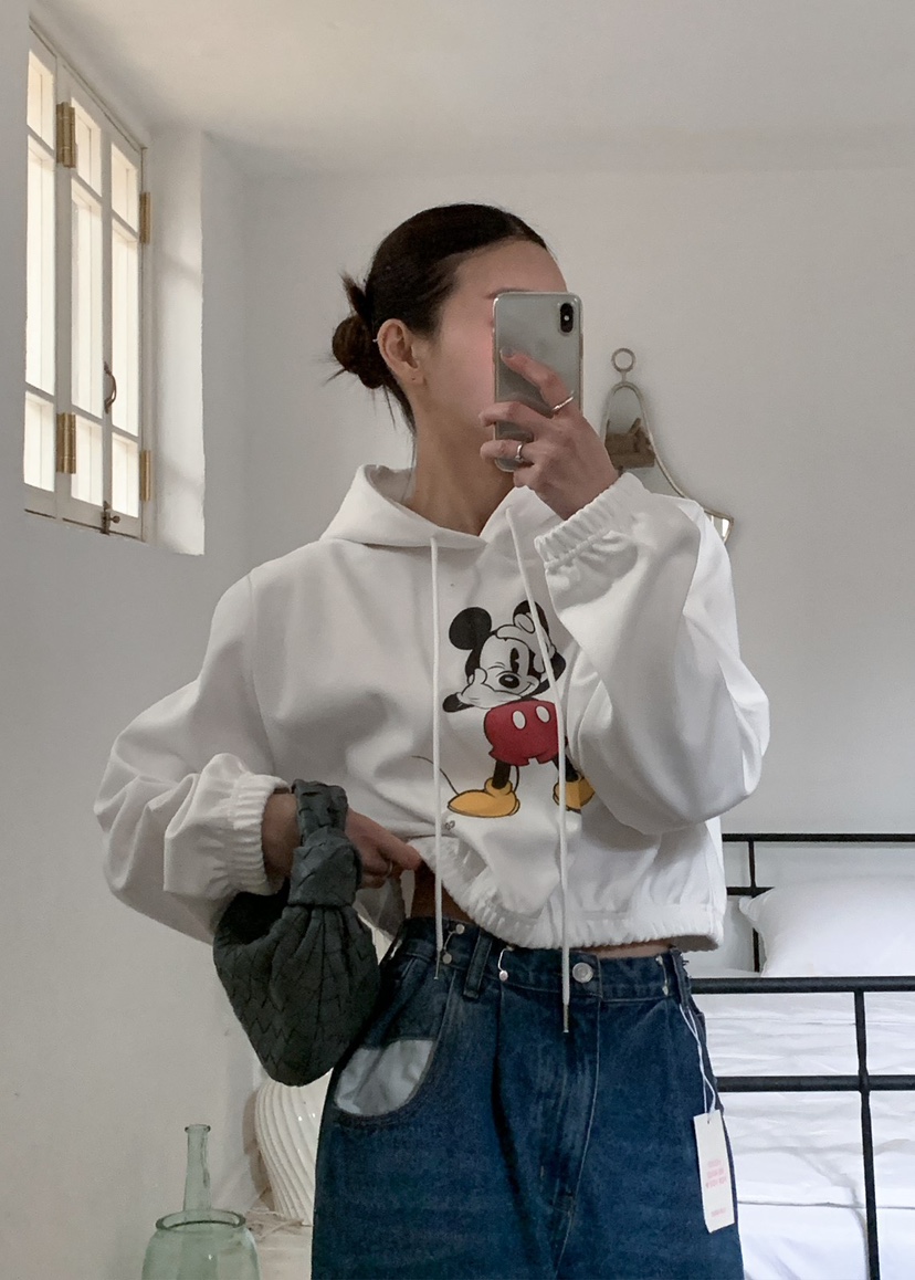 OURWAVE/OUR ROOM韓國直郵實拍女士新品休閑衛衣連帽衫短款Our Wave/Our Room衛衣