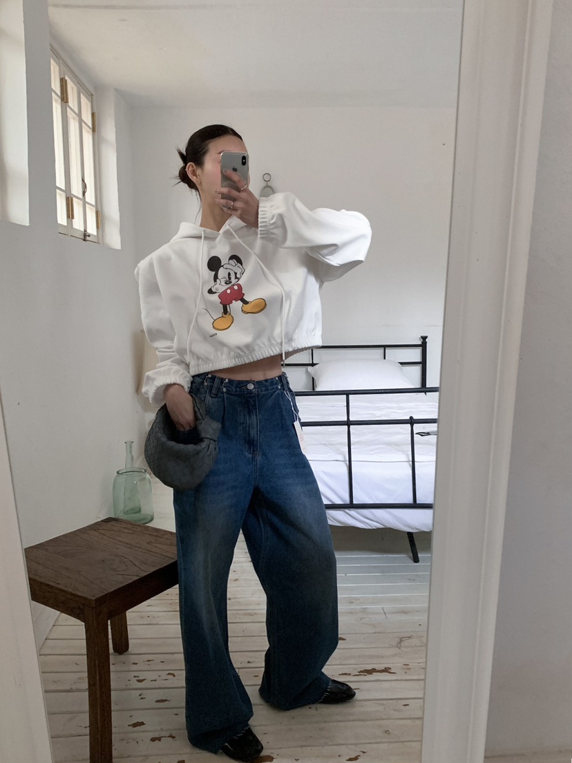 OURWAVE/OUR ROOM韓國直郵實拍女士新品休閑衛衣連帽衫短款Our Wave/Our Room衛衣