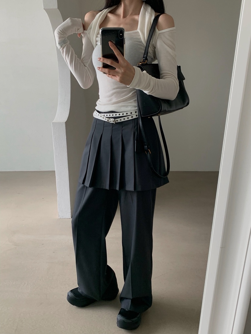 VERANDA韓國東大門代購女士新款休閑熱賣時尚裙褲百褶褶裙VERANDA裙褲