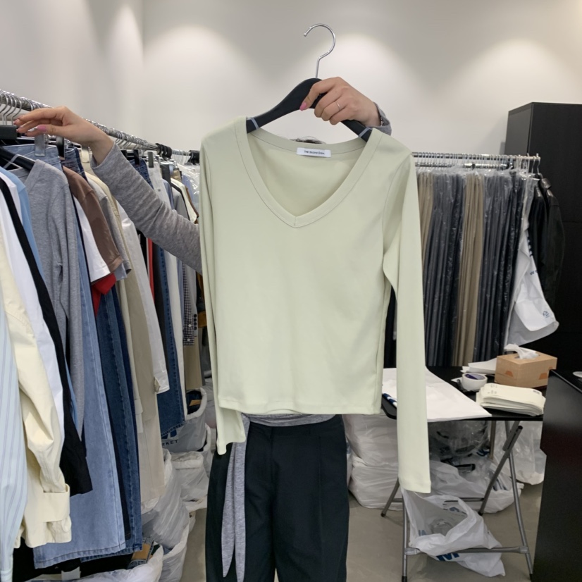 THE SECOND GROW韓國直郵女士新品26春夏人氣長袖T恤V領THE SECOND GROW長袖T恤圖色2
