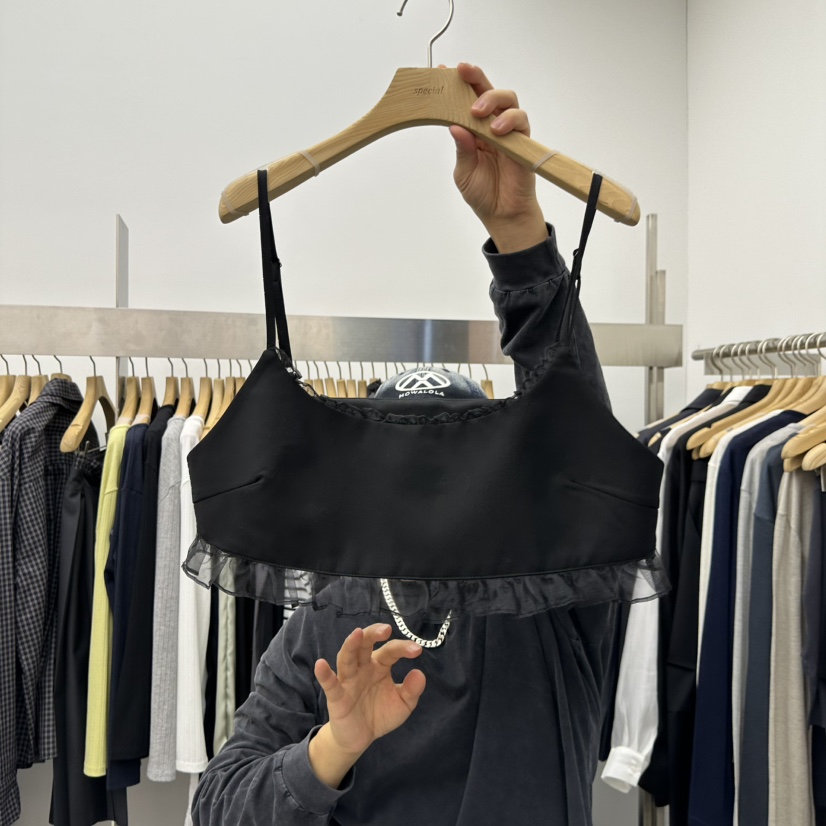 SPECIAL韓國代購女士新品時尚職業休閑熱賣26春夏吊帶背心褶皺SPECIAL吊帶/背心圖色2黑色