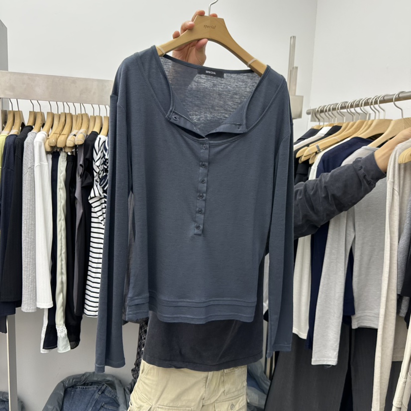 SPECIAL韓國東大門代購女裝新品休閑人氣時尚26春夏長袖T恤SPECIAL長袖T恤圖色4墨色