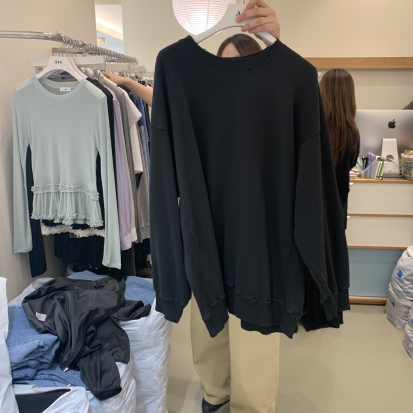 ARE韓國東大門代購女士新款人氣時尚休閑26春夏長袖T恤復古ARE YOU/ARE長袖T恤圖色3