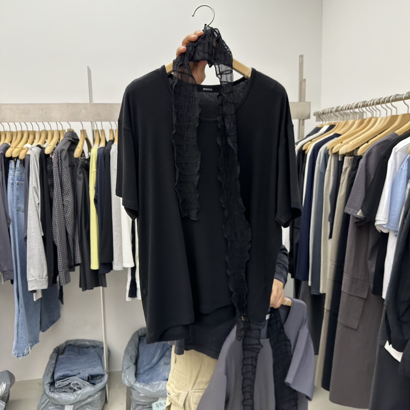 SPECIAL韓國代購女裝新款推薦人氣時尚休閑26春夏T恤含圍巾SPECIALT恤圖色2