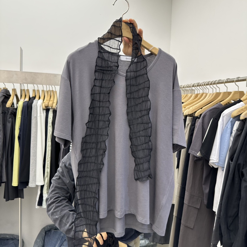 SPECIAL韓國代購女裝新款推薦人氣時尚休閑26春夏T恤含圍巾SPECIALT恤圖色3