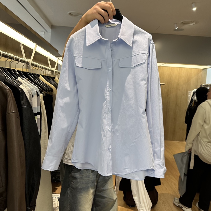 LEFANCY韓國東大門代購女裝新品26春夏時尚襯衫蕾絲衫口袋LEFANCY襯衫/蕾絲衫圖色2