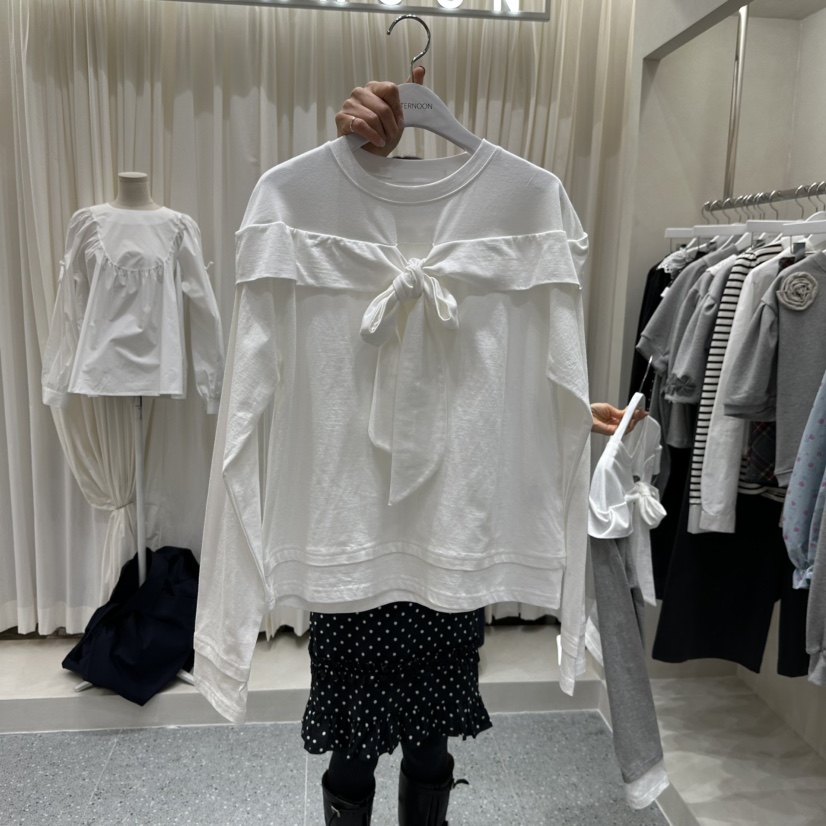 AFTERNOON韓國東大門直郵女士新款時尚人氣職業26春夏長袖T恤AFTERNOON長袖T恤圖色1