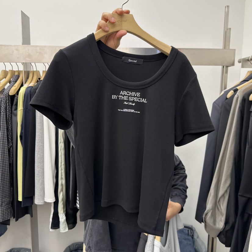 SPECIAL韓國東大門代購女裝新品休閑職業26春夏時尚人氣T恤SPECIALT恤圖色2黑色