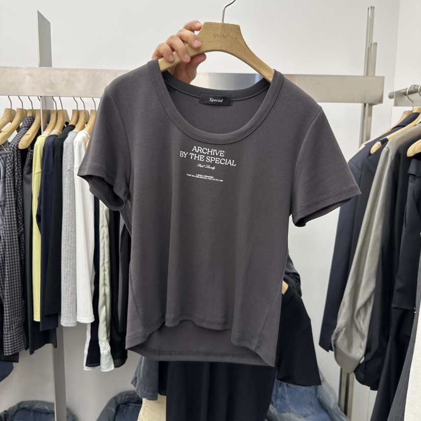 SPECIAL韓國東大門代購女裝新品休閑職業26春夏時尚人氣T恤SPECIALT恤圖色5墨色
