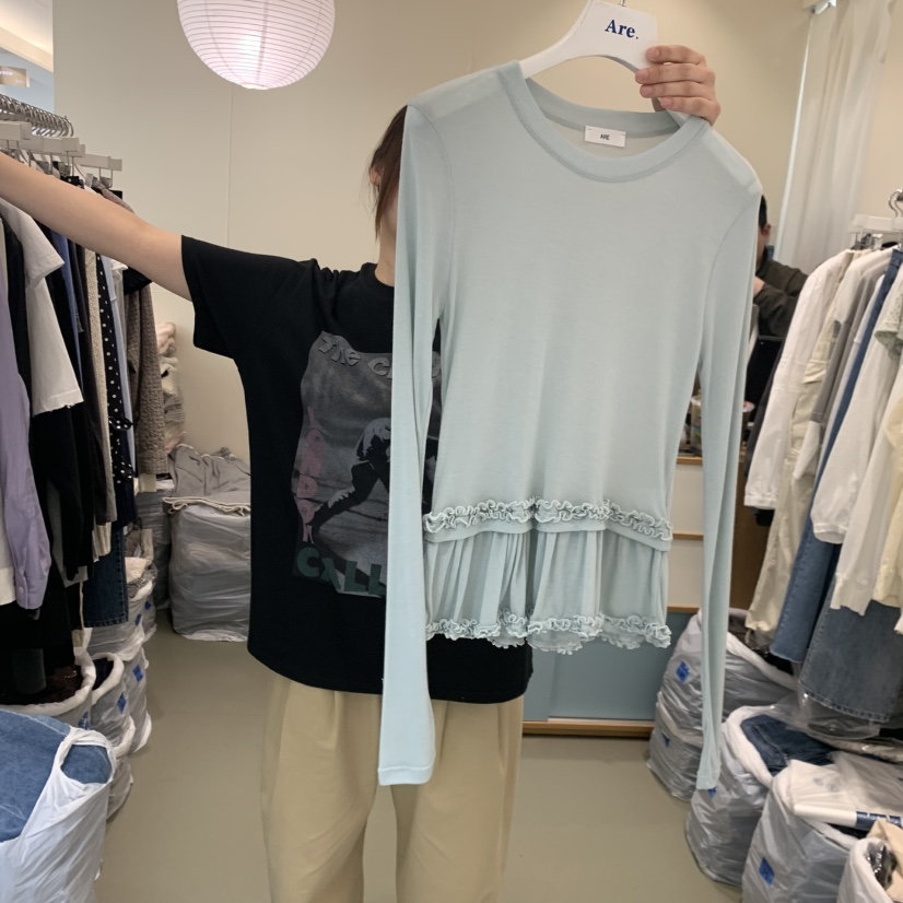 ARE韓國直郵女裝新款熱賣人氣職業休閑推薦26春夏長袖T恤天絲ARE YOU/ARE長袖T恤圖色2