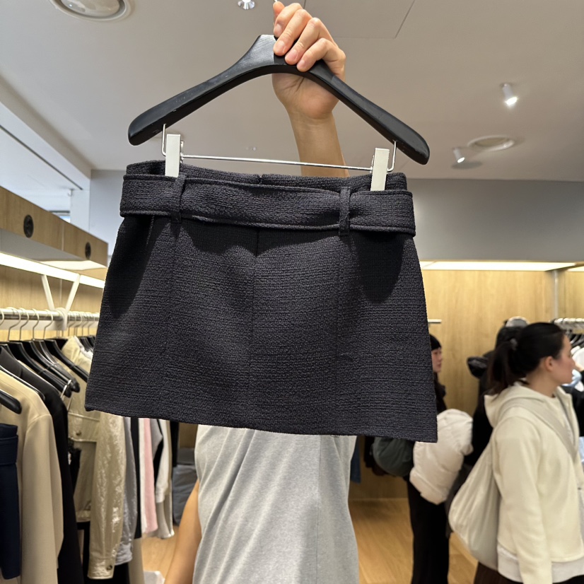LEFANCY韓國直郵實拍女裝新款熱賣休閑26春夏短裙含腰帶粗花呢LEFANCY短裙