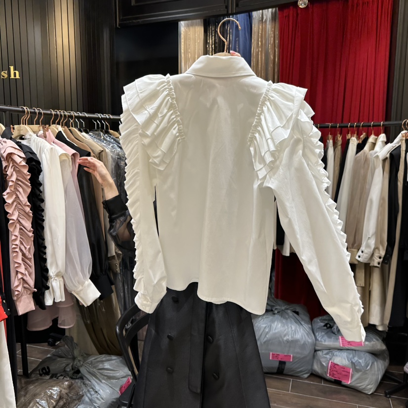 HERISH-HAUTE韓國直郵實拍女裝新品職業人氣襯衫蕾絲衫羊皮HERISH-HAUTE襯衫/蕾絲衫