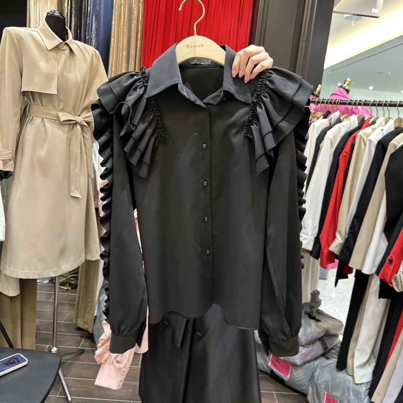 HERISH-HAUTE韓國直郵實拍女裝新品職業人氣襯衫蕾絲衫羊皮HERISH-HAUTE襯衫/蕾絲衫圖色3