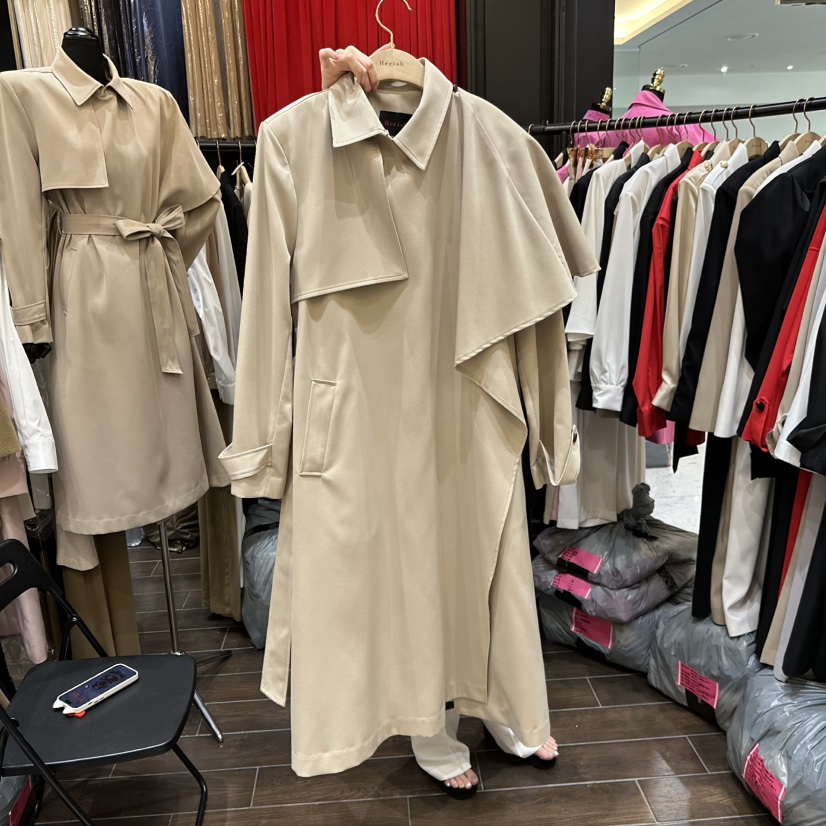 HERISH-HAUTE韓國直郵實拍女士新品職業長款風衣斗篷披肩HERISH-HAUTE長款風衣圖色2