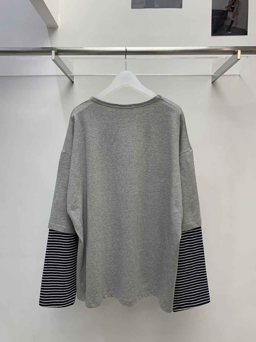 TRUE韓國直郵女士新品時尚26春夏熱賣休閑推薦長袖T恤假兩件TRUE長袖T恤