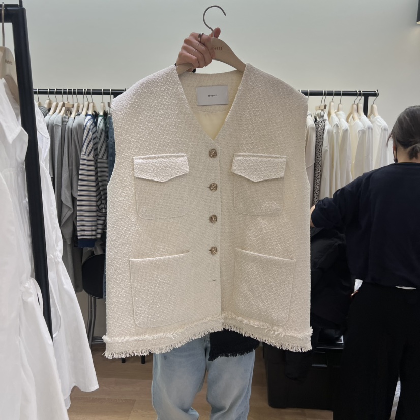 SPAGHETTI韓國直郵實拍女裝新品推薦熱賣休閑職業馬甲粗花呢spaghetti馬甲圖色1