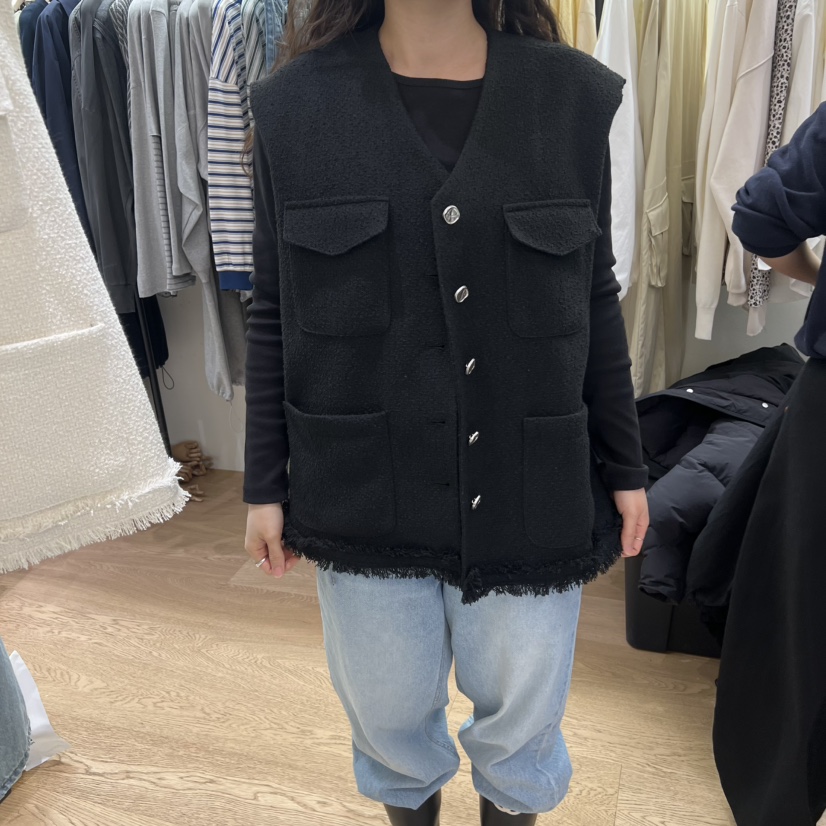 SPAGHETTI韓國直郵實拍女裝新品推薦熱賣休閑職業馬甲粗花呢spaghetti馬甲圖色2