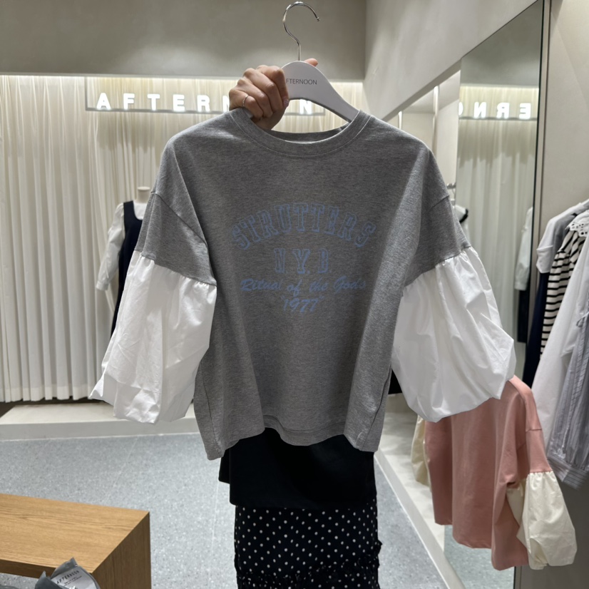 AFTERNOON韓國東大門直郵女士新款職業26春夏時尚長袖T恤AFTERNOON長袖T恤圖色2