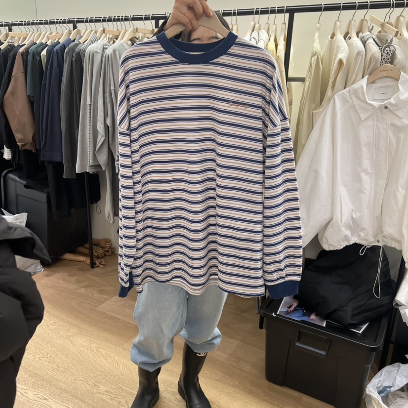 SPAGHETTI韓國東大門直郵女士新款人氣推薦休閑長袖T恤刺繡spaghetti長袖T恤圖色2