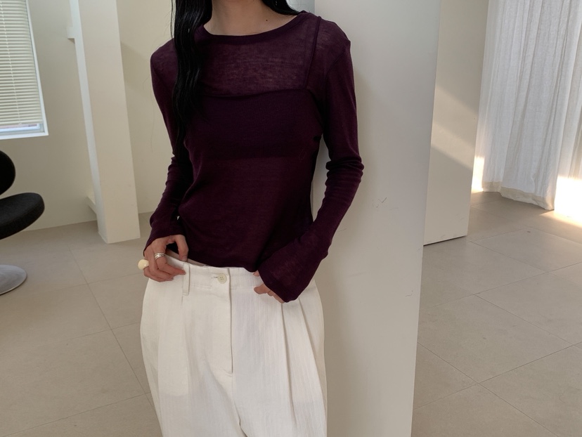 B_GARDER韓國代購女士新品職業休閑26春夏長袖T恤不含圍巾B.GARDER長袖T恤圖色4