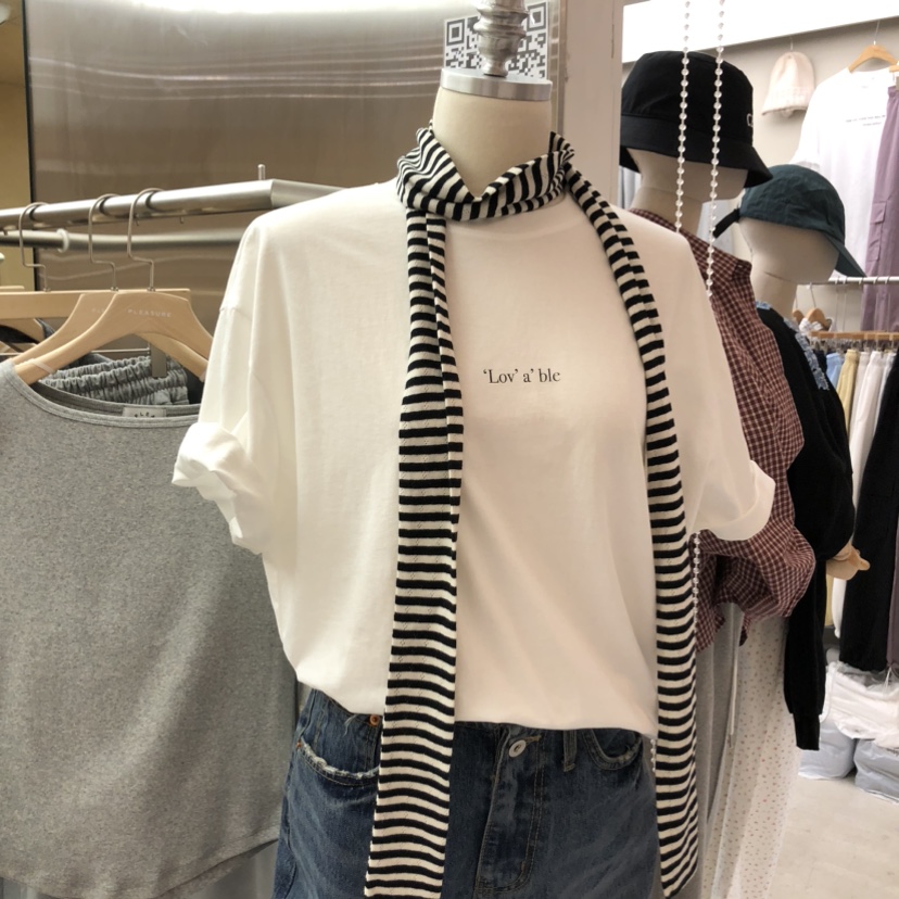 PLEASURE韓國東大門直郵女士新品熱賣推薦T恤不含圍巾可愛的PLEASURET恤圖色1