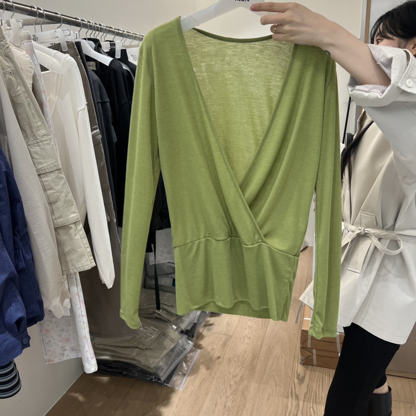 MEET ME韓國東大門代購女士新品26春夏職業人氣長袖T恤天絲MEET ME長袖T恤圖色2