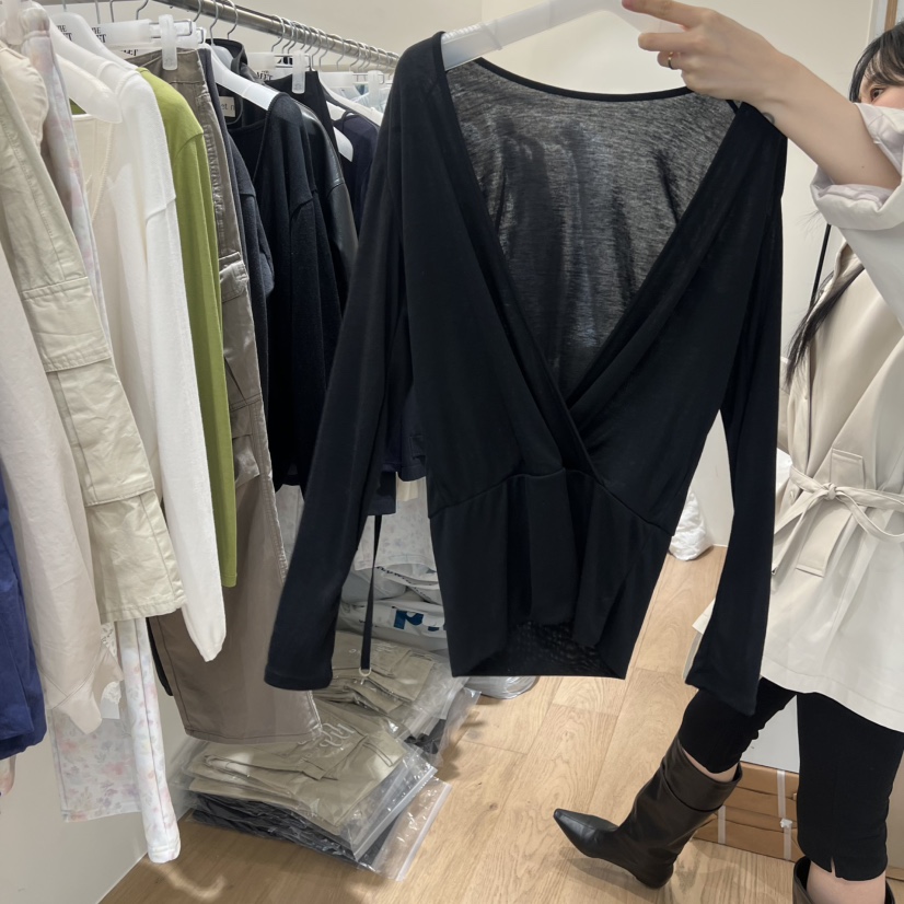 MEET ME韓國東大門代購女士新品26春夏職業人氣長袖T恤天絲MEET ME長袖T恤圖色4