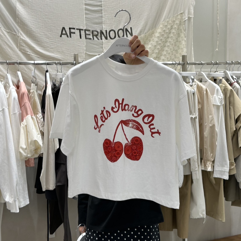 AFTERNOON韓國東大門代購女裝新品時尚休閑熱賣職業T恤紐扣AFTERNOONT恤圖色1