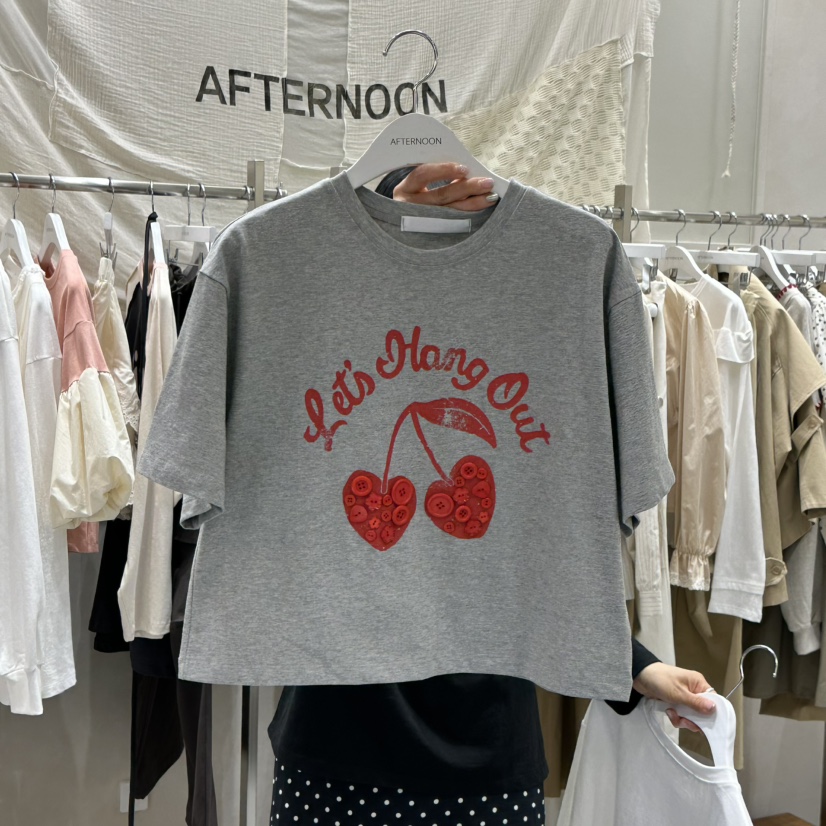 AFTERNOON韓國東大門代購女裝新品時尚休閑熱賣職業T恤紐扣AFTERNOONT恤圖色3