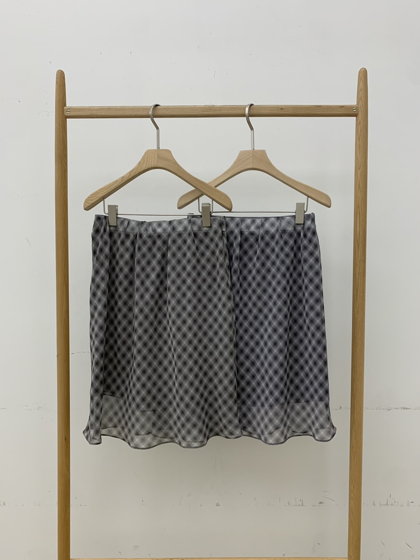 B_GARDER韓國東大門代購女士新款26春夏半身裙中短裙格子雪紡B.GARDER半身裙/中短裙