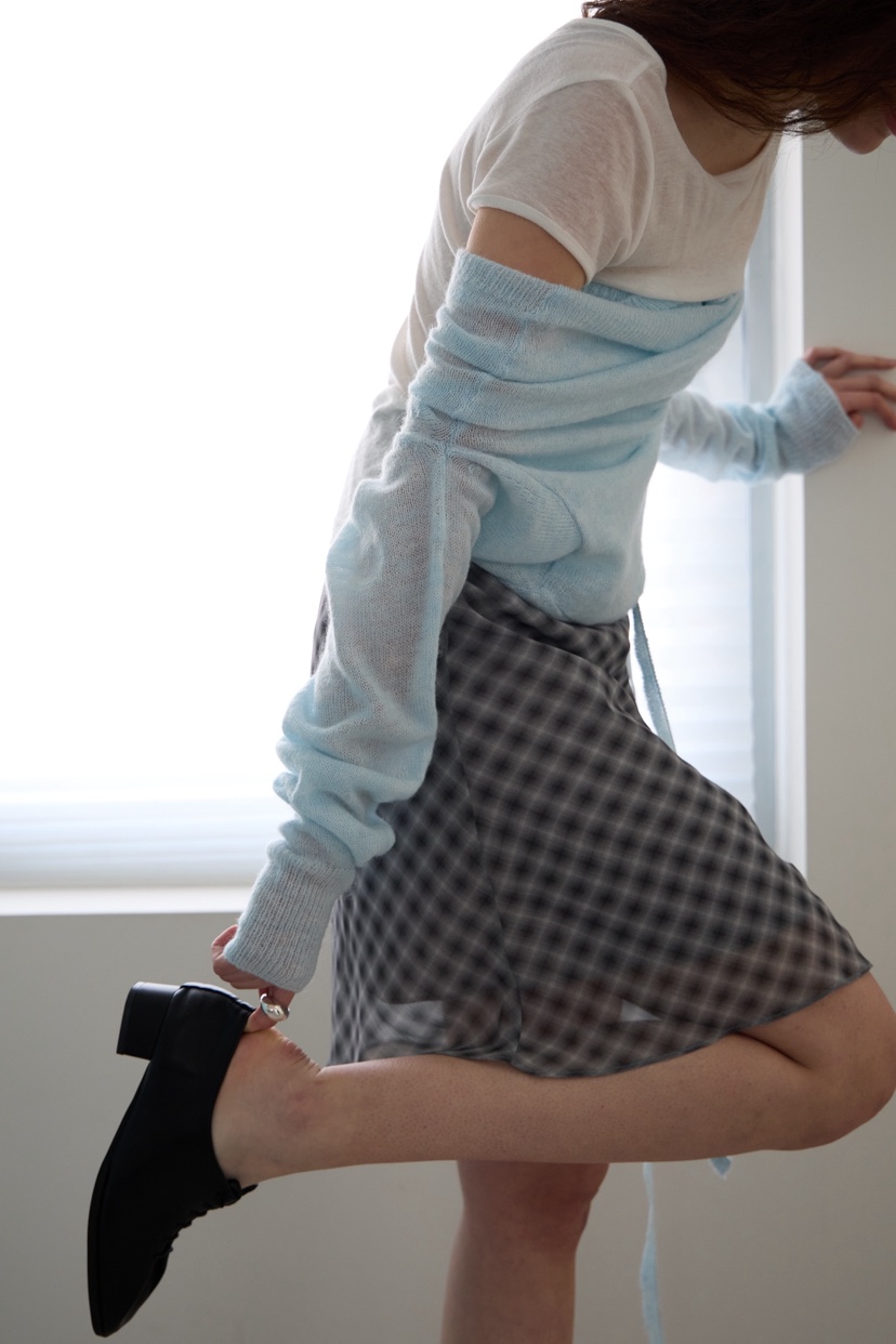 B_GARDER韓國東大門代購女士新款26春夏半身裙中短裙格子雪紡B.GARDER半身裙/中短裙