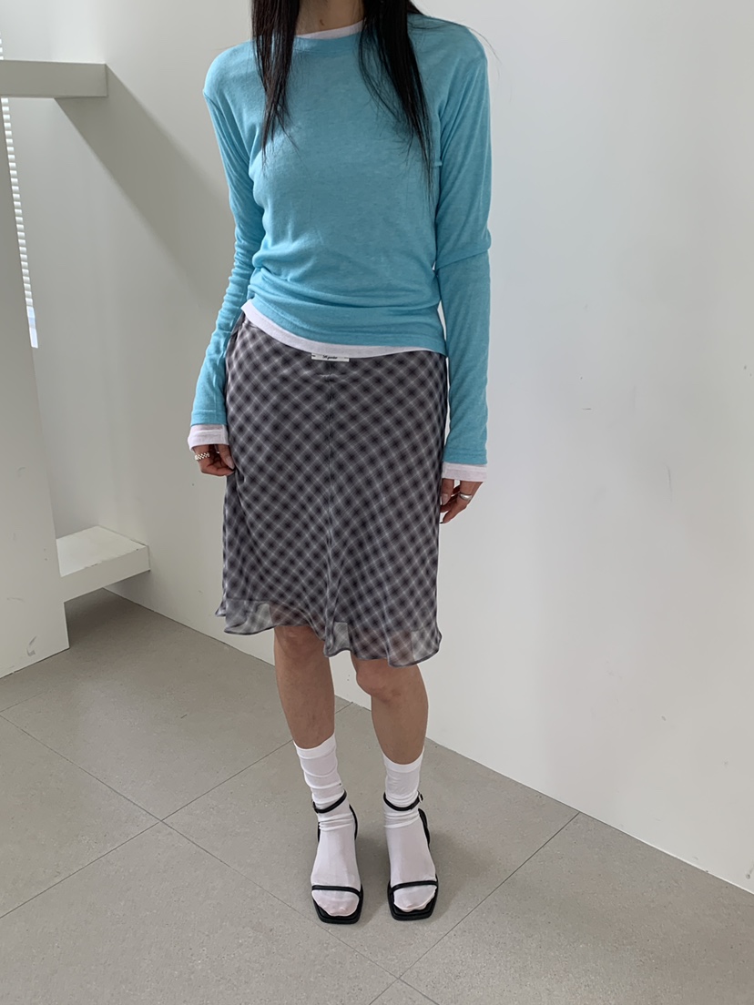 B_GARDER韓國東大門代購女士新款26春夏半身裙中短裙格子雪紡B.GARDER半身裙/中短裙圖色2