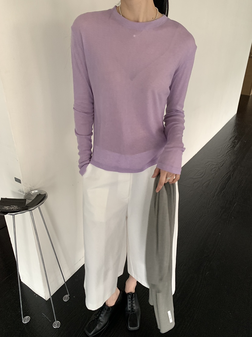 B_GARDER韓國東大門直郵女士新品熱賣時尚26春夏長袖T恤天絲B.GARDER長袖T恤圖色1