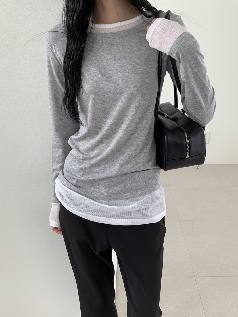 B_GARDER韓國東大門直郵女士新款推薦休閑時尚長袖T恤柔軟B.GARDER長袖T恤圖色1