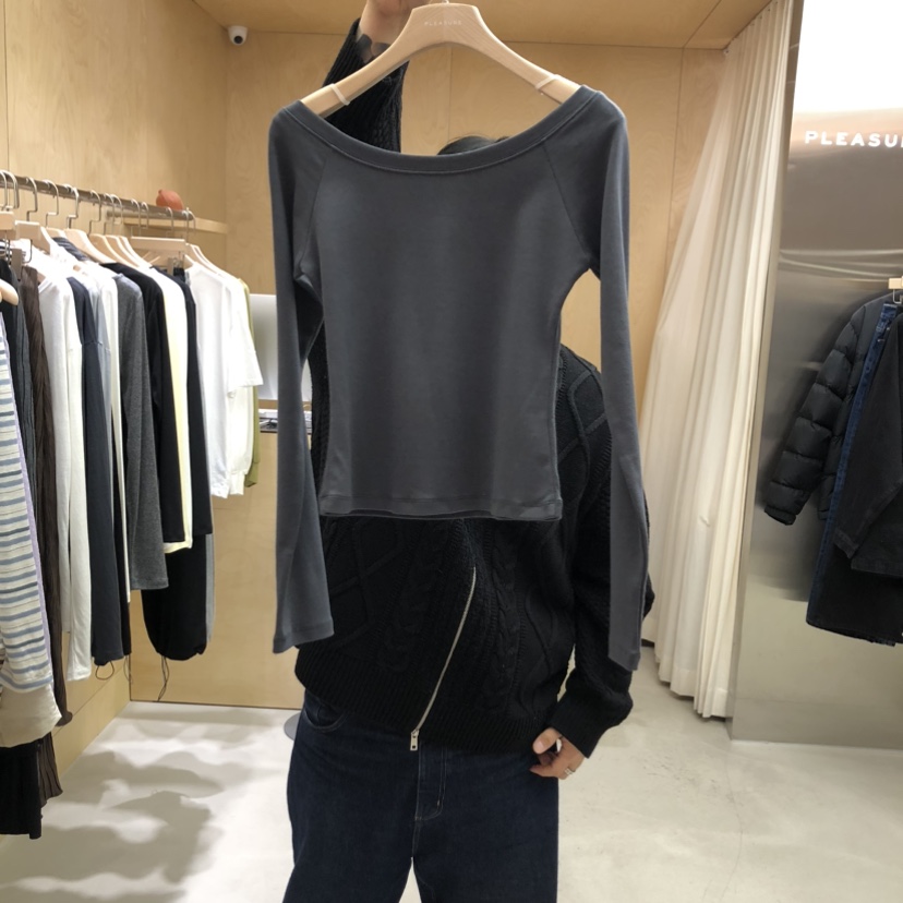 PLEASURE韓國東大門代購女裝新款人氣26春夏休閑職業長袖T恤PLEASURE長袖T恤圖色2