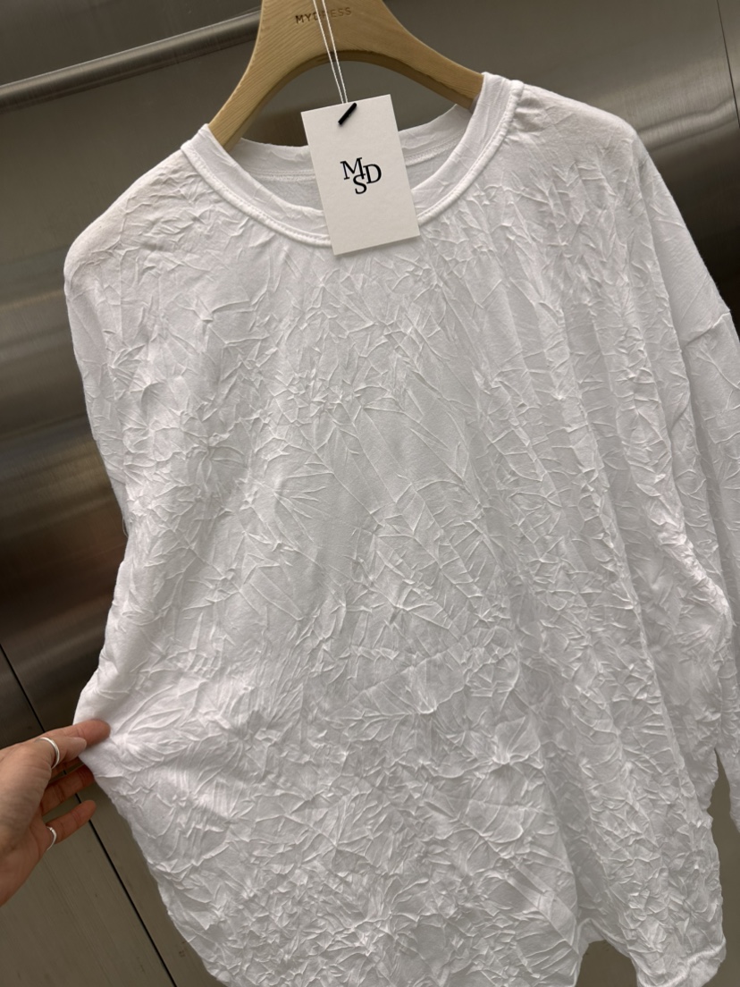 MYDRESS韓國東大門代購女裝新品職業26春夏熱賣長袖T恤褶皺MYDRESS長袖T恤