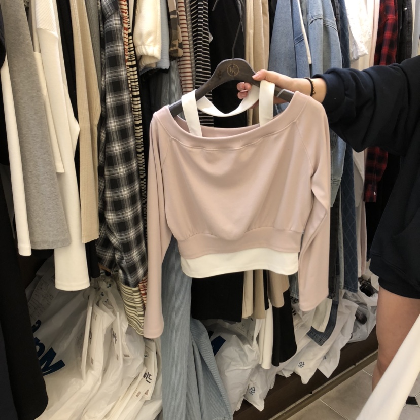 VIRKIN韓國東大門代購女士新品休閑熱賣時尚長袖T恤假兩件VIRKIN長袖T恤圖色3