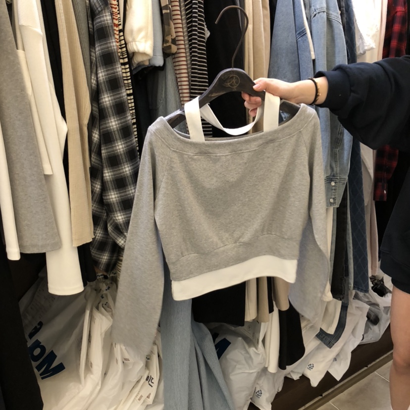 VIRKIN韓國東大門代購女士新品休閑熱賣時尚長袖T恤假兩件VIRKIN長袖T恤圖色4