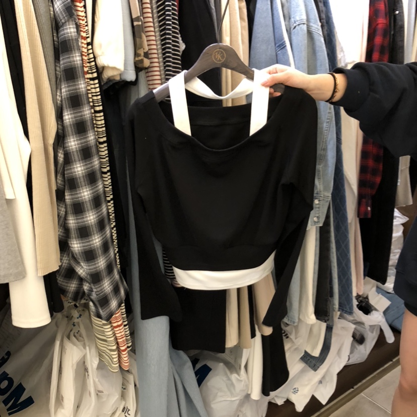 VIRKIN韓國東大門代購女士新品休閑熱賣時尚長袖T恤假兩件VIRKIN長袖T恤圖色5