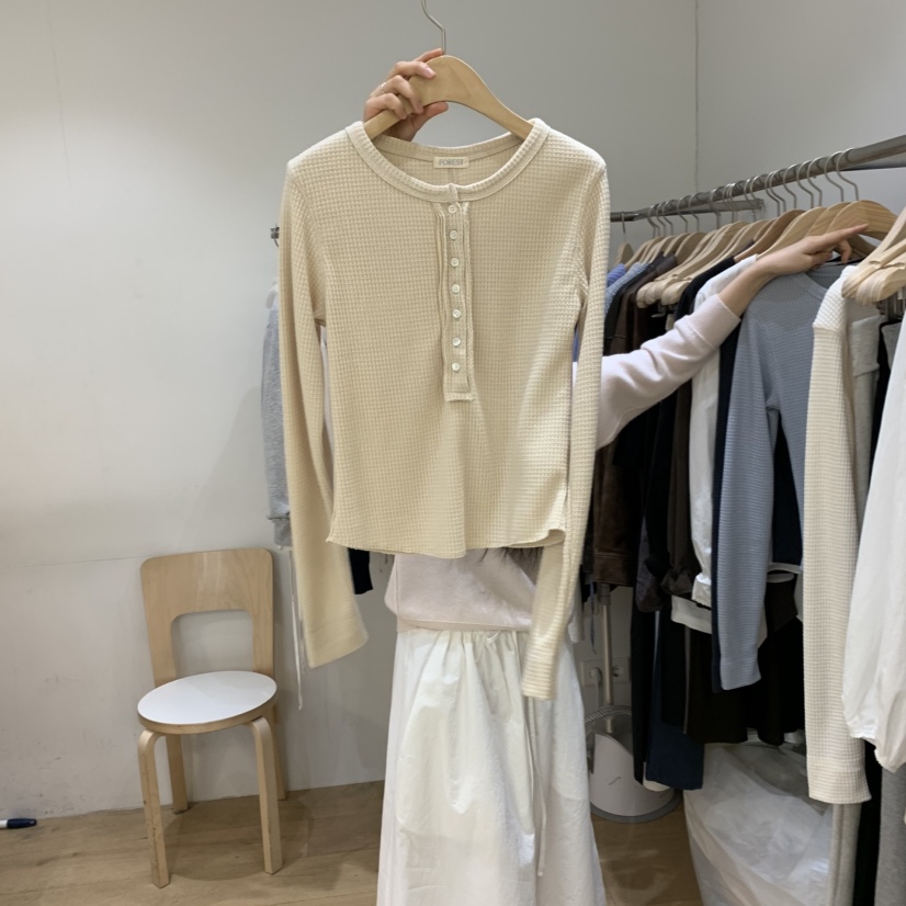 FOREST韓國東大門代購女裝新款26春夏休閑人氣職業長袖T恤FOREST長袖T恤圖色2