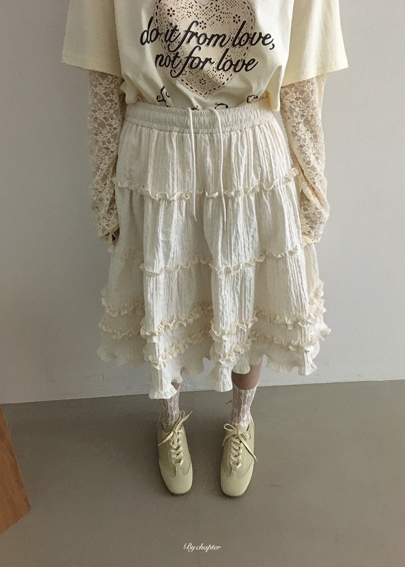 BY CHAPTER韓國代購女裝新款人氣時尚熱賣推薦半身裙中短裙BY Chapter半身裙/中短裙圖色1奶油色