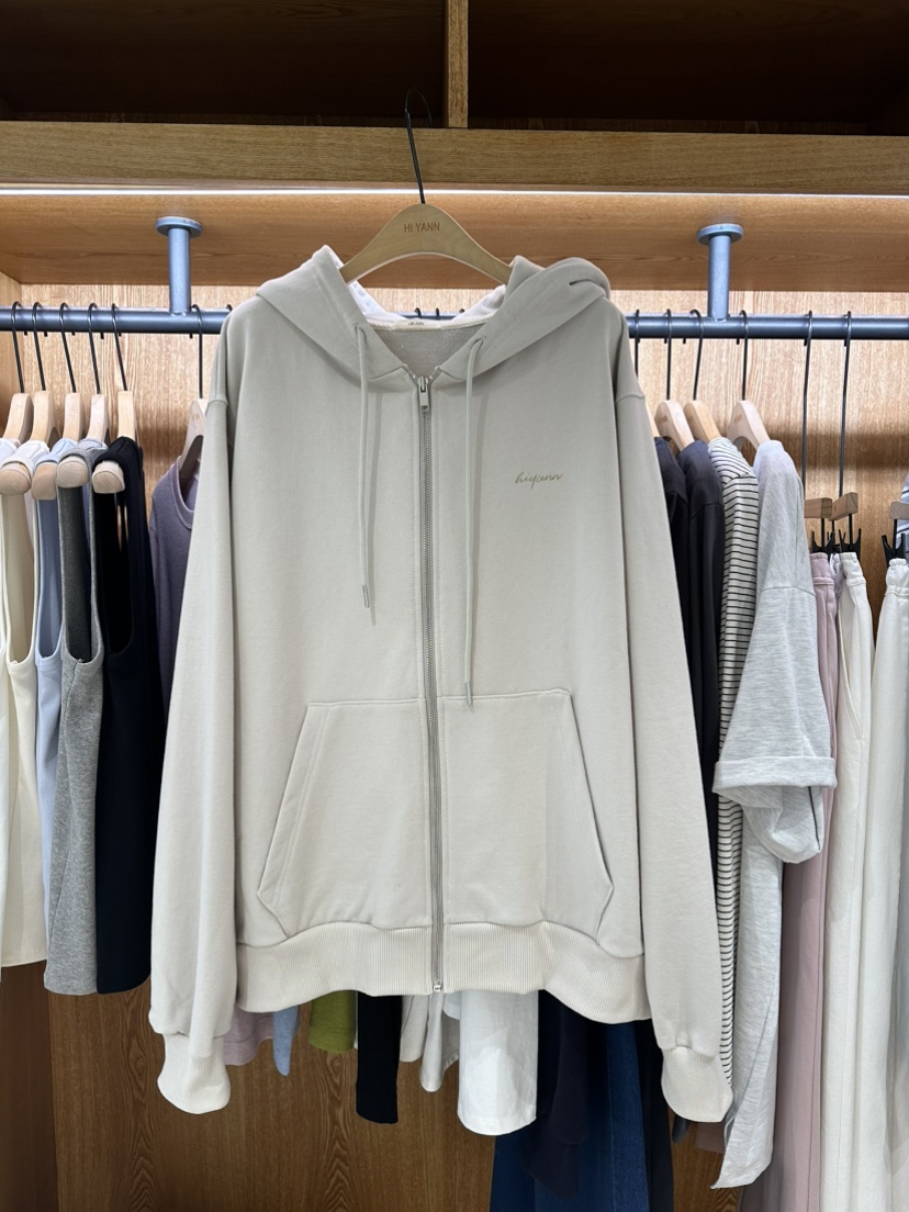 HI YANN韓國東大門代購女裝新款26春夏人氣夾克連帽拉鏈衫HI YANN夾克圖色1