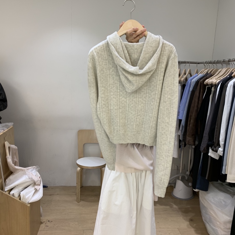 FOREST韓國東大門代購女士新款推薦針織衫連帽針織衫鏤空FOREST針織衫